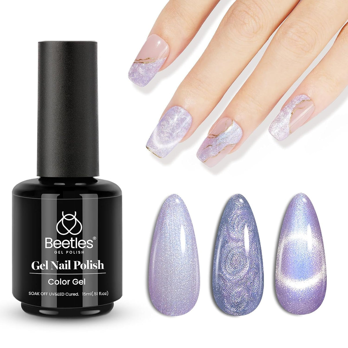 Beetles Gel Nail Polish, 1Pcs 15ml Electric Punk Bright Blue Color Gel Polish Soak Off Uv LED Gel Nail Art DIY Gel Nail Manicure for Girls Women Gifts Spring