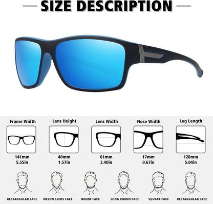 Polarized Sports Sunglasses for Men Women Unbreakable Frame Cycling Fishing Driving
