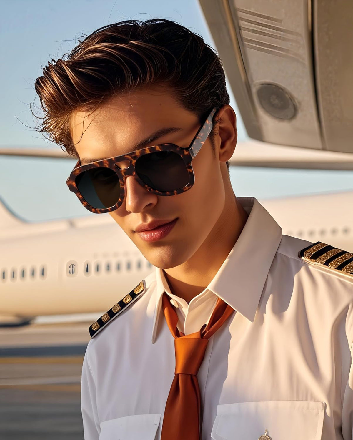 Vintage Aviator Sunglasses Double Bridge Women Men Large Square Thick Frame Trendy Eyewear UV400 B2846
