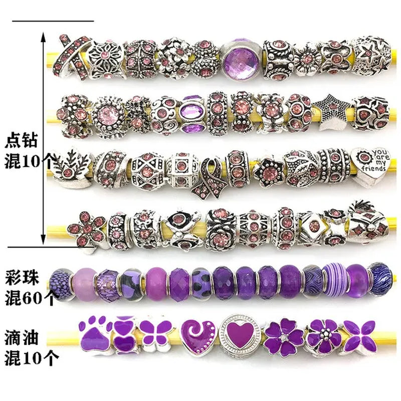 40/80pcs Fashion bracelet 925 Sterling Silver large hole beaded isolation beads Crystal bead DIY jewelry accessories.