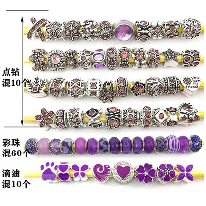 40/80pcs Fashion bracelet 925 Sterling Silver large hole beaded isolation beads Crystal bead DIY jewelry accessories.
