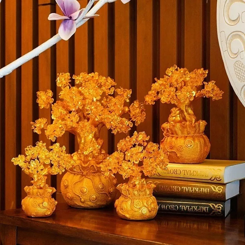 Resin Citrine Feng Shui Money Tree Lucky Tree Home Decoration Ornaments Festival Holiday Gifts Bring Wealth