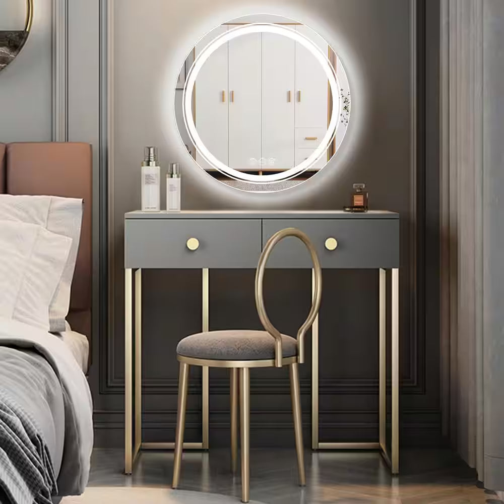 24 In. W X 24 In. H Large round Frameless Light Dimmable Backlit Dual Front LED Wall Bathroom Vanity Mirror Super Bright