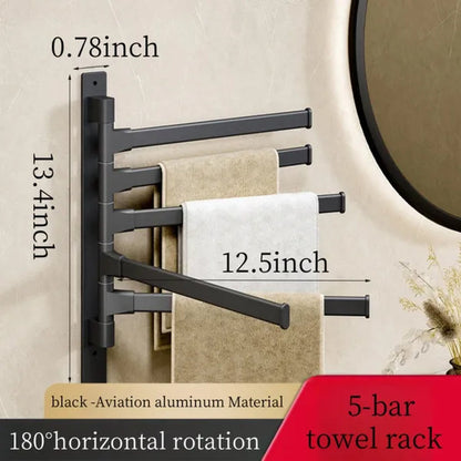 2024 New Wall Mounted 180° Swivel Multi-bar towel rack Towel Hanging Holder for Bathroom with Hook