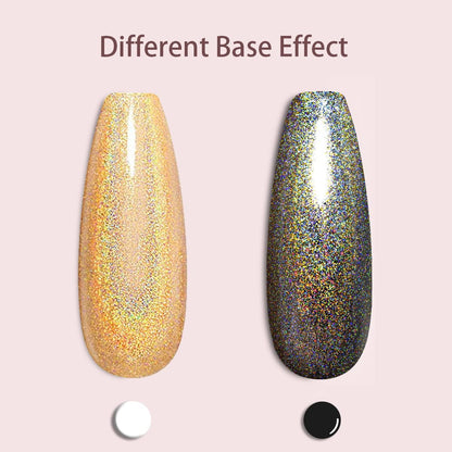 Holographic gel nail polish glitter: Led UV Gel Polish Sparkle Color Soak Off Nail Art Gel DIY Design Manicure 1 PCS 8ML Shiny Gold