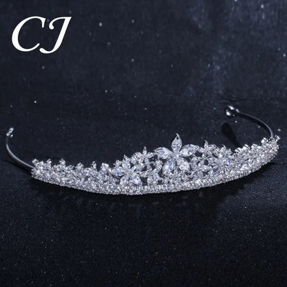 CANDICE Luxurious Classy White Gold Plating Bridal Crown Tiara Necklace Earrings Sets Pave Water Drop Cubic Zirconia Wedding Jewelry Set for Brides