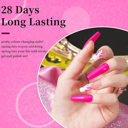 15ML Hot Pink Gel Nail Polish 1Pc Bright Pink Gel Polish Soak off UV LED Nail Gel Polish Nail Art Starter Manicure Salon DIY at Home, 0.5 OZ