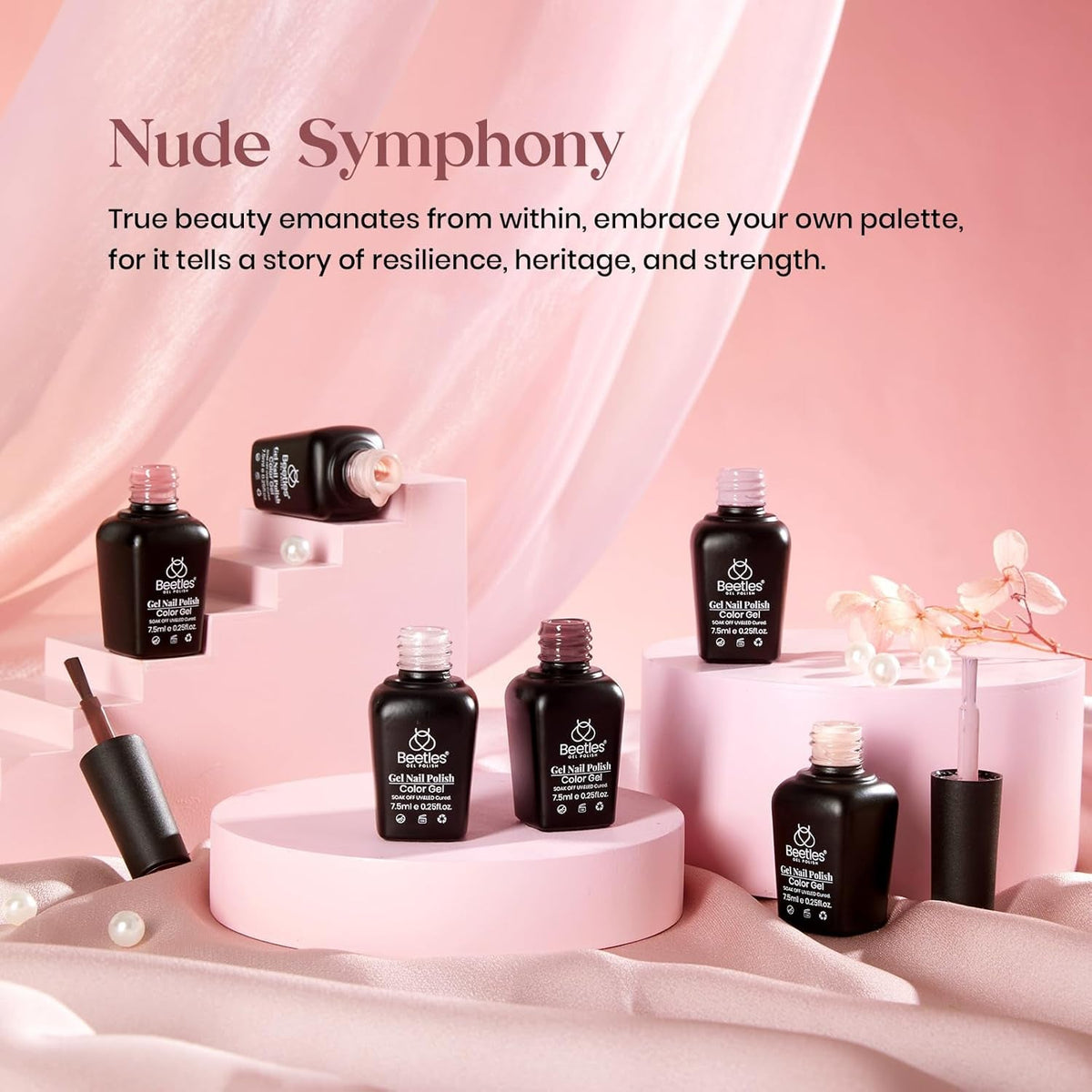 Nuded Colors Gel Polish Set 6 Colors Nude Symphony Glitter Neutral Pink Brown Nude Gel Nail Polish Soak off Uv Led Lamp Needed Nail Art Design Skintone Home Diy Gift