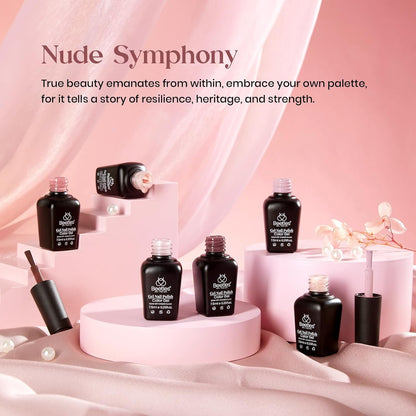 Nuded Colors Gel Polish Set 6 Colors Nude Symphony Glitter Neutral Pink Brown Nude Gel Nail Polish Soak off Uv Led Lamp Needed Nail Art Design Skintone Home Diy Gift