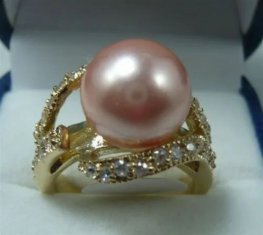 Fashion Women's 12mm South Sea Shell Pearl Jewelry Ring Size 6 7 8 9 k04