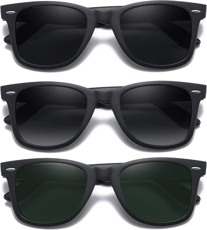 Retro Polarized Sunglasses for Women Men Classic Mirror Lens Driving Trendy Sun Glasses UV Protection (3 Pack)