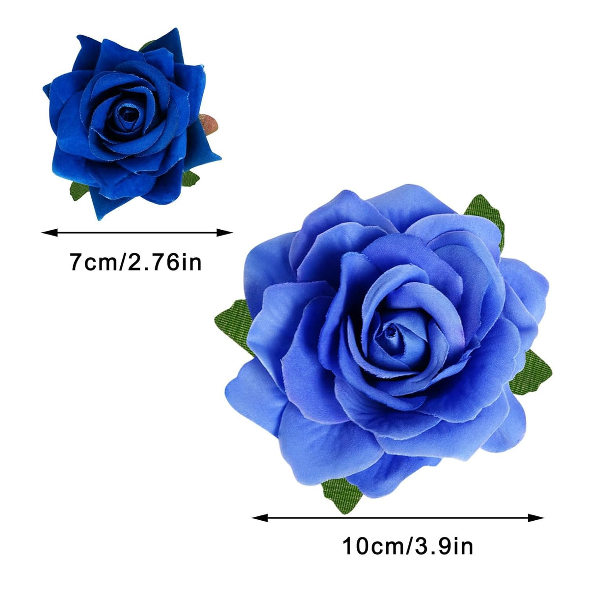 Rose Hair Clip Flower Hairpin Rose Brooch Floral Clips, 4 Pcs Fabric Rose Flowers Hair Clips Mexican Hair Flowers Pin up Headpieces for Woman Girl Wedding Party Mother'S Day (2 Sizes) (Blue)