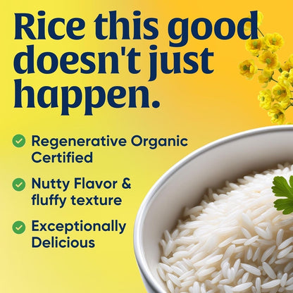 Regenerative Organic Certified (Roc) Long Grain White Basmati Rice – Non-Sticky, Fluffy Aromatic Organic Rice Grown in California, 32 Oz
