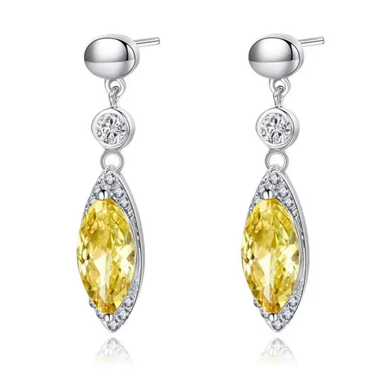 Goddesh Charmming 925 Sterling Silver Earrings with Banana Yellow CITRINE Gemstone For Muses Style E0442