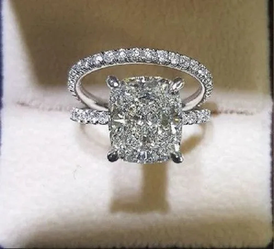 1.50Ct Art Deco White Sapphire Round Cut Diamond Engagement Wedding 925 Sterling Silver Ring Size 6-10