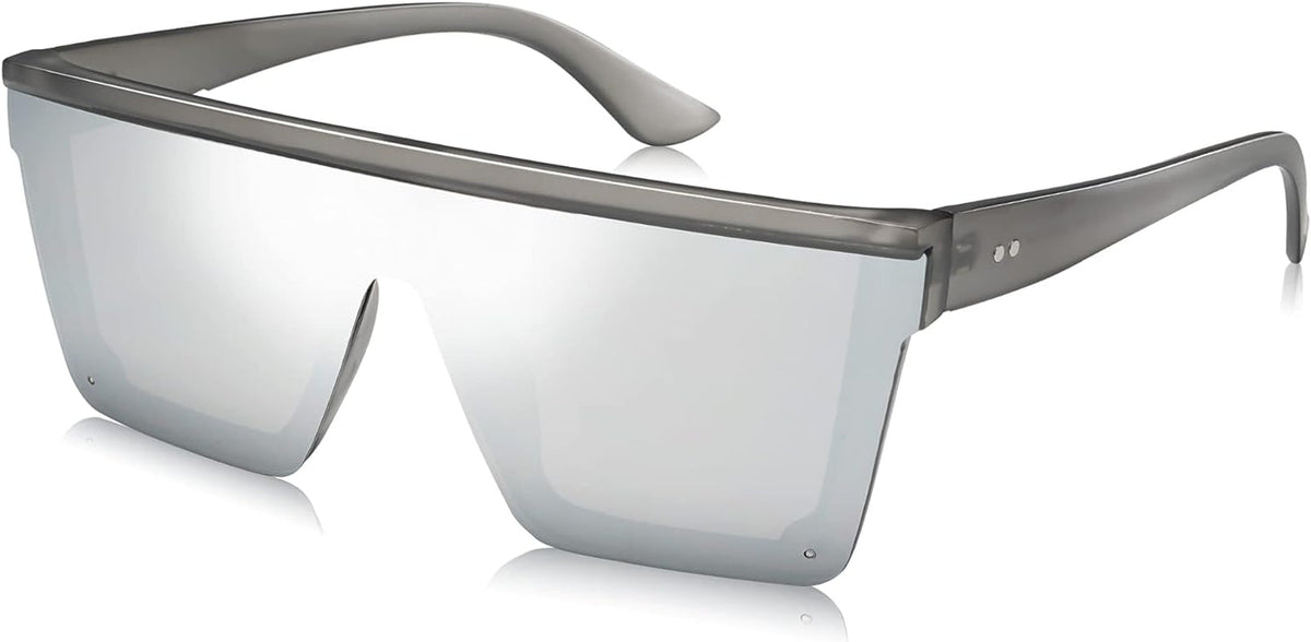 Square Big Sunglasses Women Thick Frame Flat Top Mirrored Sunnies Shades Goggle Siamese Lens SJ2117