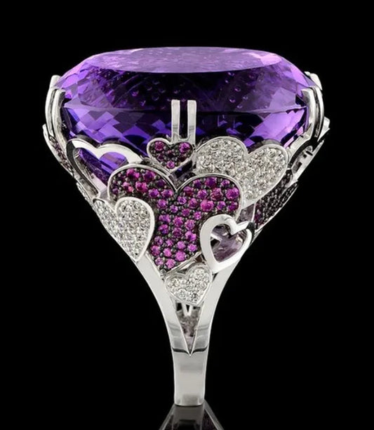 Women's Purple Amethyst fashion jewelry wedding rings size 6-10