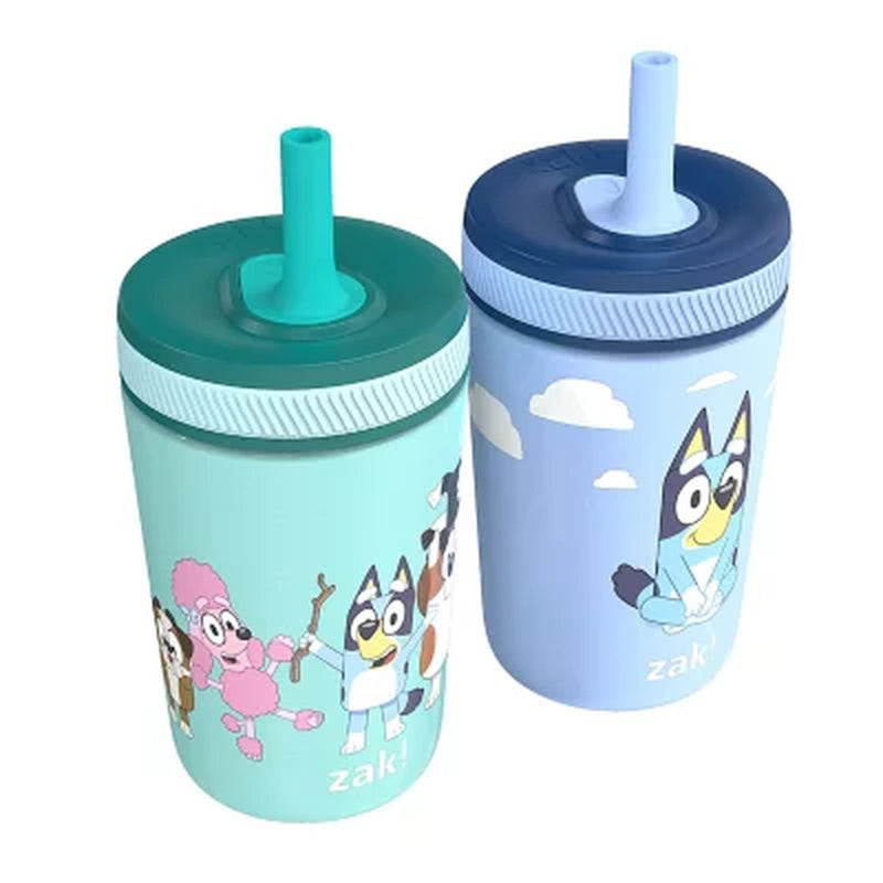 Zak Designs 12-Oz. Stainless Steel Double-Wall Tumbler for Kids with Antimicrobial Straw, 2-Piece Set, Choose Color