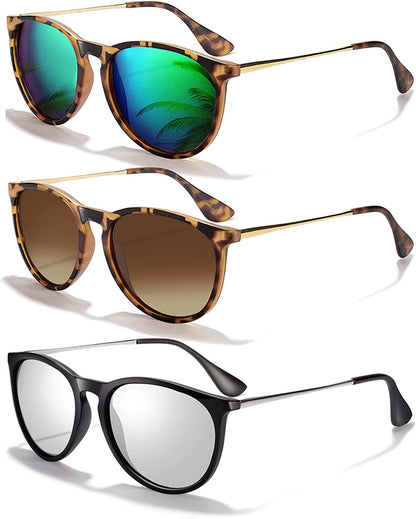 Sunglasses Womens Men Polarized UV Protection Trendy Vintage Retro Round Mirrored Lens Sunglasses For Women