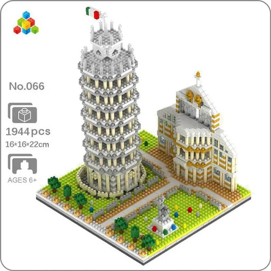 World Architecture Colosseum Leaning Tower Louvre Museum Cathedral Museum Church 3D Model DIY Mini Diamond Blocks Bricks Building Toy for Children Gift no Box