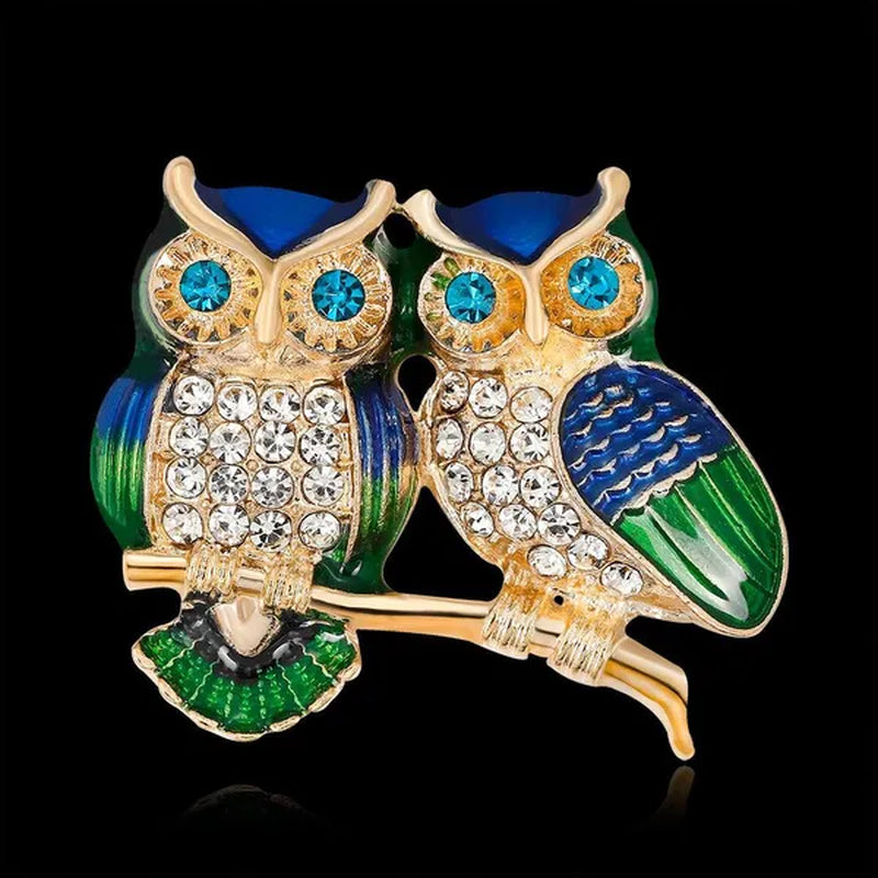 Cute Owl Brooch Jewelry Fashion Alloy Studded Drop Oil Brooch Pin Animal Brooch