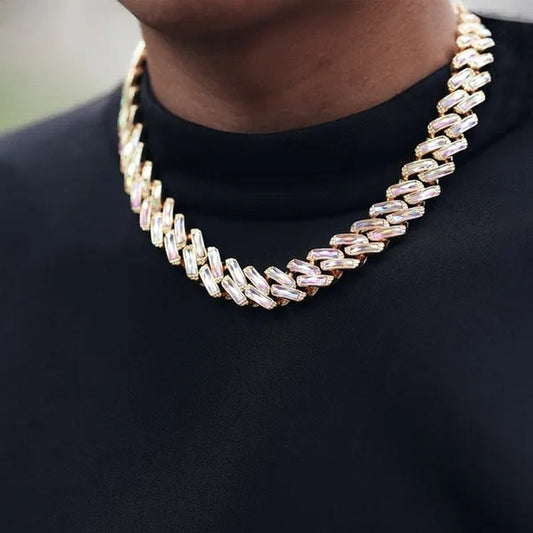 Cuban Link Chain Ice Out Chain Necklace For Men and Women Hip Hop Jewelry