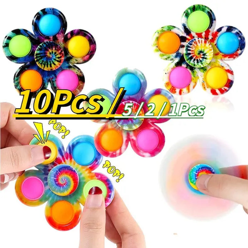 10Pcs / 5 / 2 / 1Pcs 2 In 1 Pop & Decompression Fidget Spinner , Gyro Spinner Spinning Top, Playability, Rotatable, Pressable, Decompress ADHD, Children's Toys, Decompression Toy,Fidget Toys Boutique Gifts