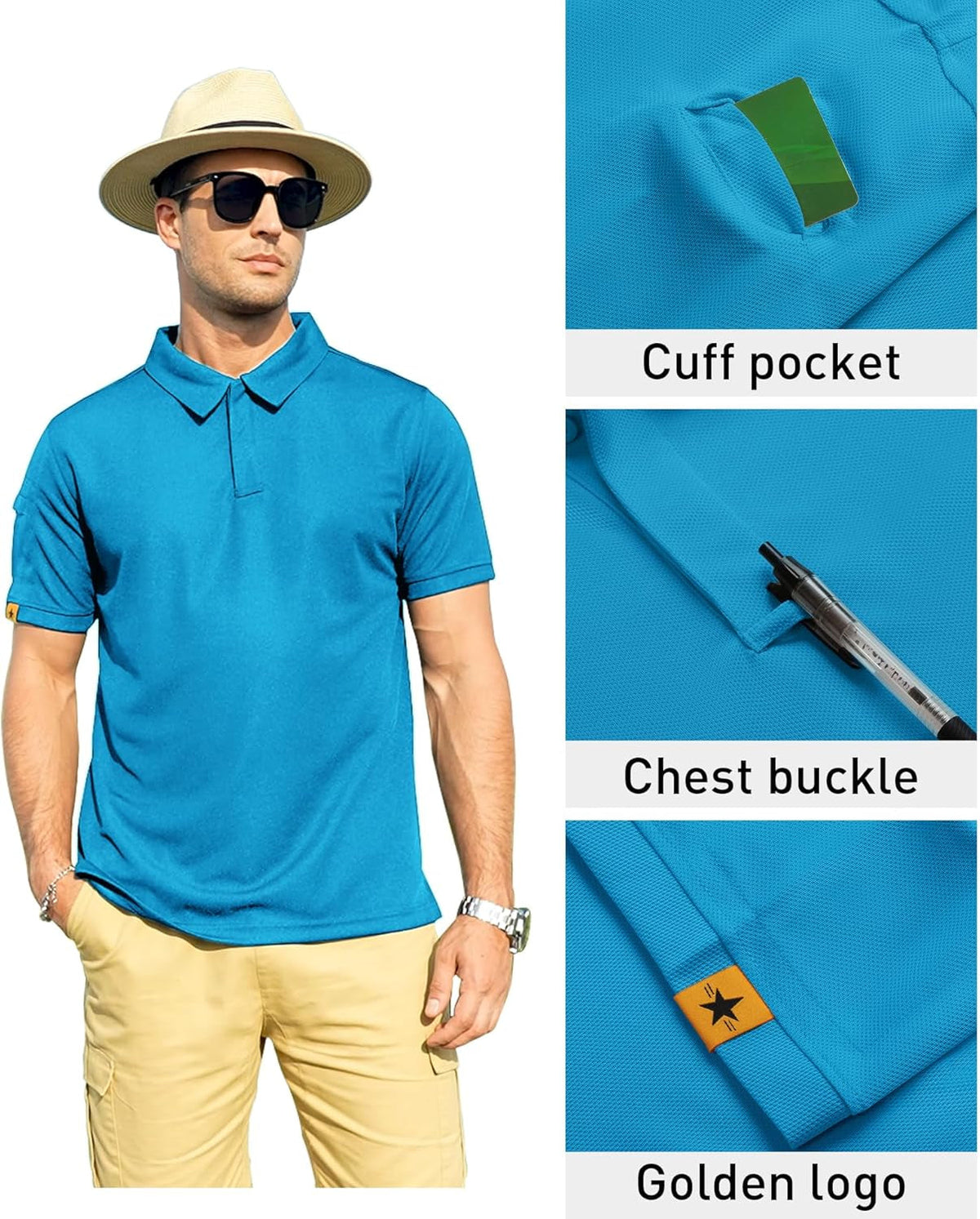 Mens Polo Shirt Short Sleeve Sports Tactical T-Shirt Athletic Golf Polos Daily Casual Stylish Collared Shirts for Men