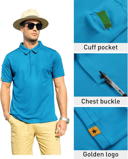Mens Polo Shirt Short Sleeve Sports Tactical T-Shirt Athletic Golf Polos Daily Casual Stylish Collared Shirts for Men