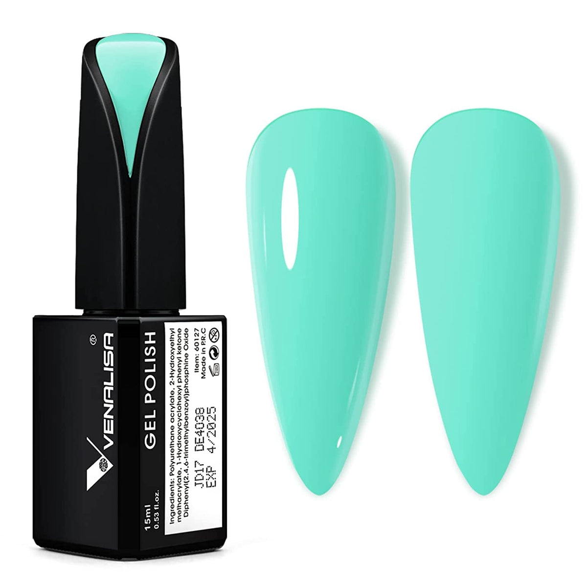 VENALISA 15ml Gel Nail Polish, Pure White Color Soak Off UV LED Nail Gel Polish Nail Art Starter Manicure Salon DIY at Home, 0.53 OZ