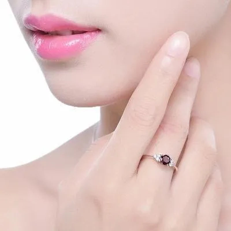 Red Ruby Jewelry Palace Natural Garnet Halo Engagement Ring  Sterling Sliver Jewelry For Women