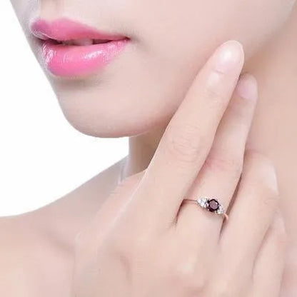Red Ruby Jewelry Palace Natural Garnet Halo Engagement Ring  Sterling Sliver Jewelry For Women