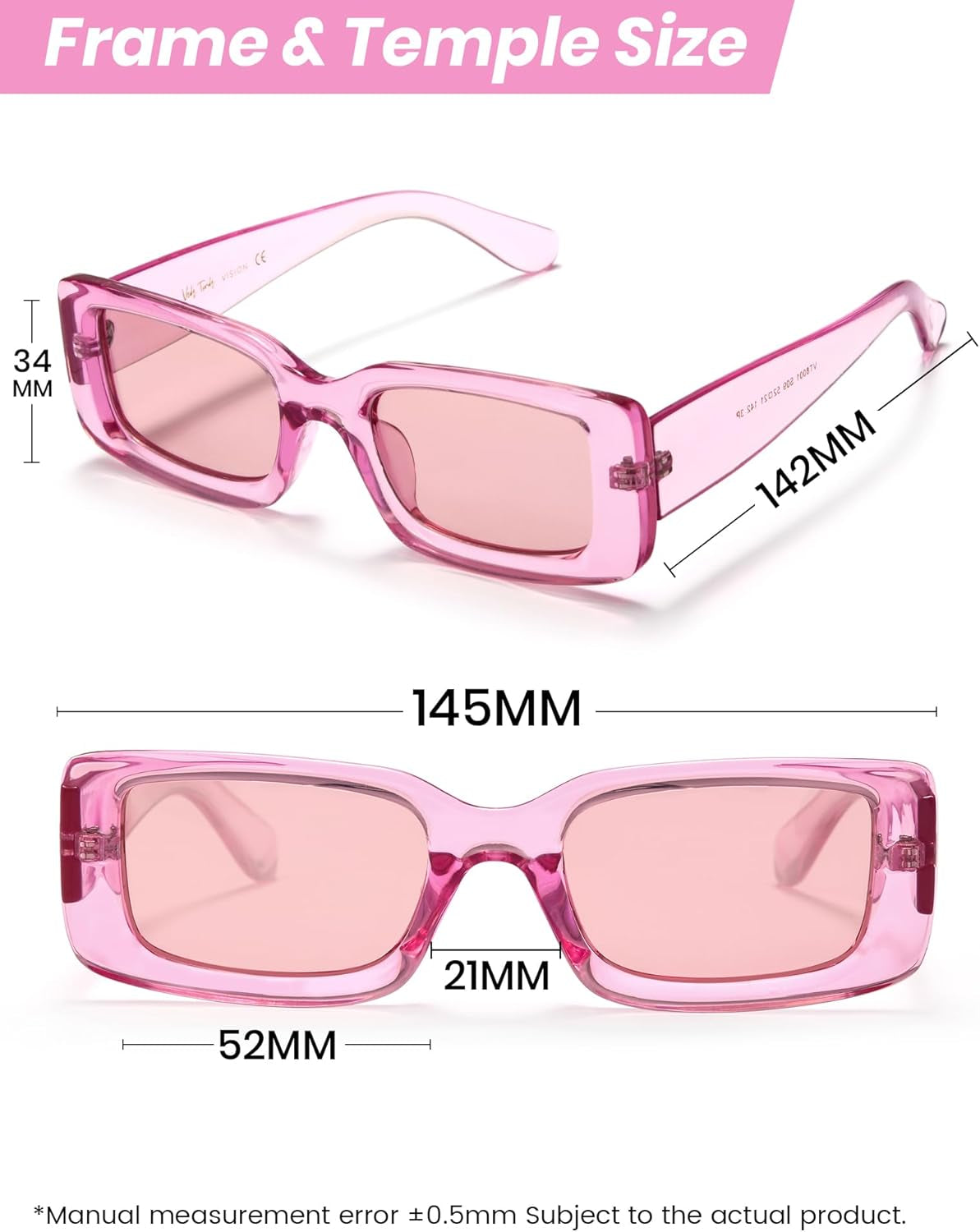 Rectangle Sunglasses Men Tinted Polarized Big Square Retro 90S Vintage Y2K Glasses for Women UV Protection