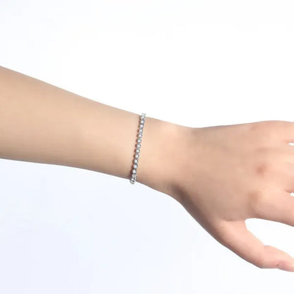 Stainless Steel Bracelets Fashion Gold Silver Color Trendy Women Bracelets Brief Grade Quality Zircon Tennis Chain Bracelets