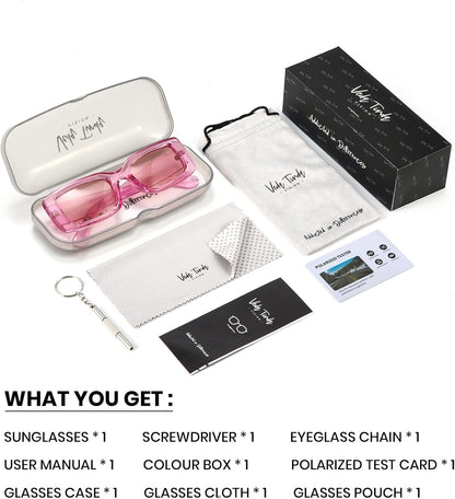 Rectangle Sunglasses Men Tinted Polarized Big Square Retro 90S Vintage Y2K Glasses for Women UV Protection