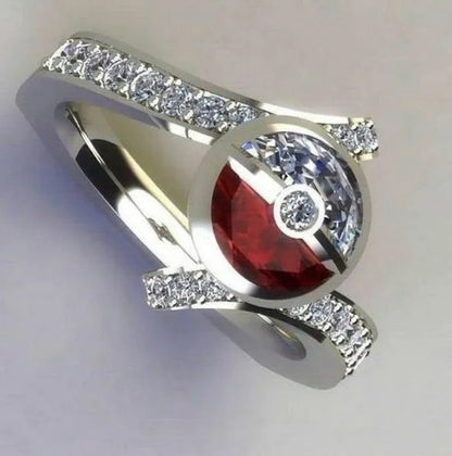 2021 Exquisite Red Zircon Princess Wedding Engagement Ring Size 4-11