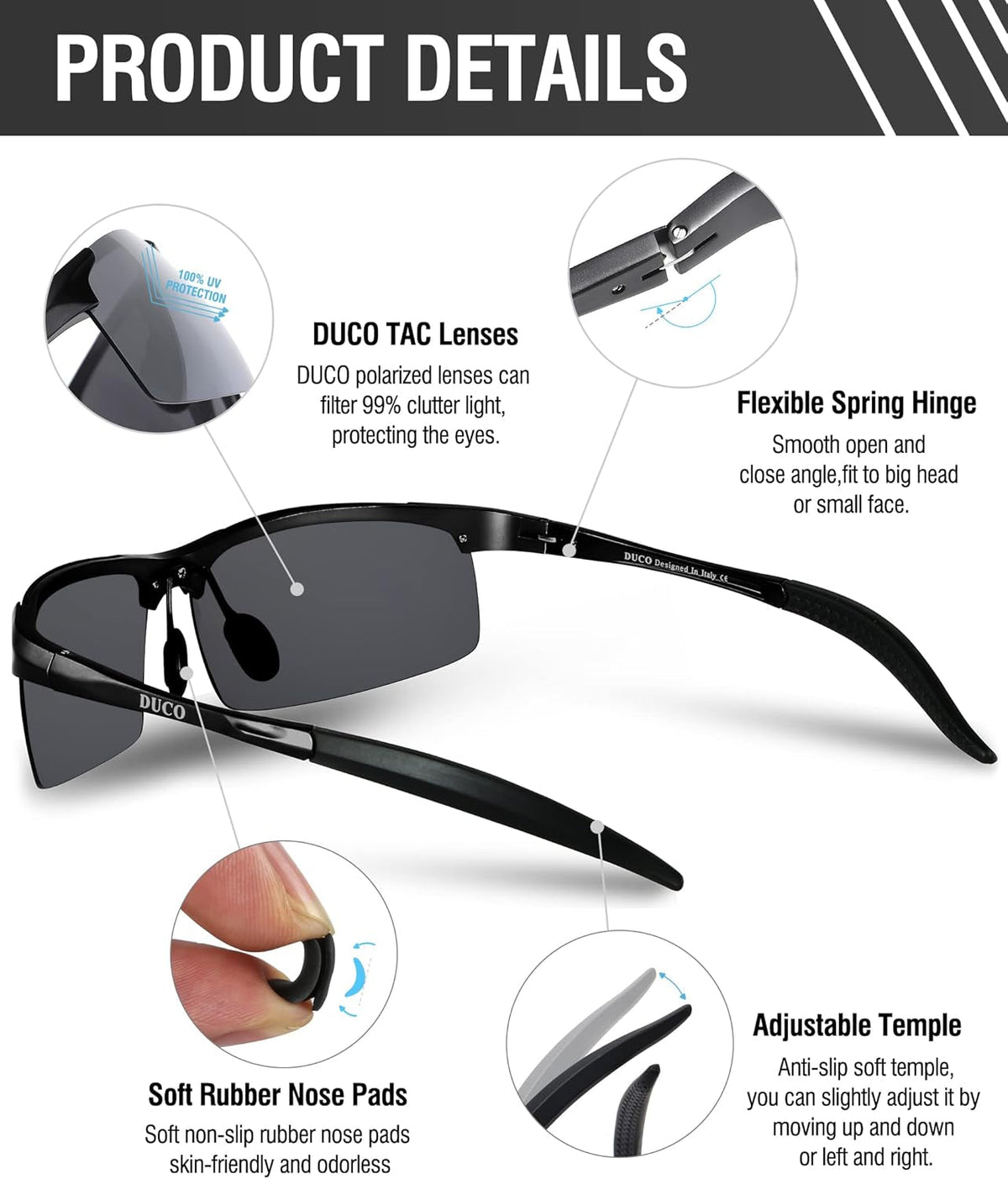 Mens Sports Polarized Sunglasses UV Protection Sunglasses for Men 8177S