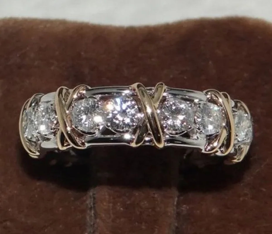 So Sparkling ! 925 Solid Sterling Silver Natural Gemstone White Sapphire Diamond Eternity Stackable Band Ring Wedding Engagement Fine Jewelry