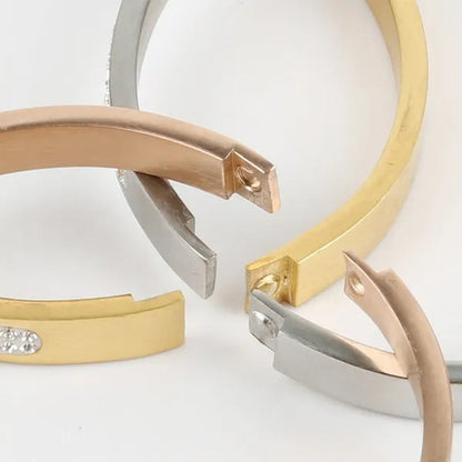 3 Colors Rose Gold Silver Two Row Crystal Rhinestone Pave Stainless Steel Bracelets Bangles for Women Girl Gifts