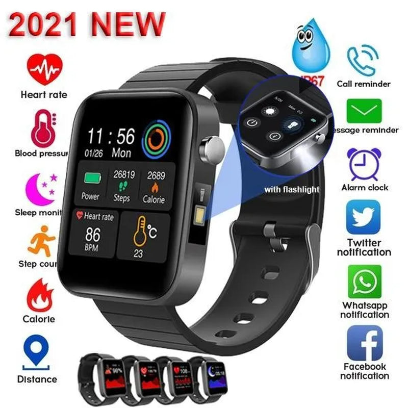 2021 NEW Smart Watch Bluetooth Watch Body Temperature Blood Pressure Blood Oxygen Monitor Wristband Fitness Tracker Bracelet Heart Rate Monitor Smartwatch 1.54" Large Screen with Flashlight PK DZ09 Apple Watch series 6 5 4 Galaxy Watch Active