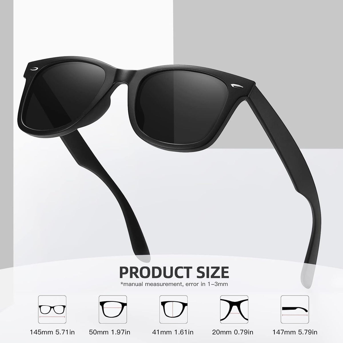 Retro Polarized Sunglasses for Women Men Classic Mirror Lens Driving Trendy Sun Glasses UV Protection (3 Pack)