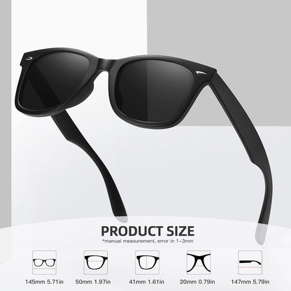 Retro Polarized Sunglasses for Women Men Classic Mirror Lens Driving Trendy Sun Glasses UV Protection (3 Pack)