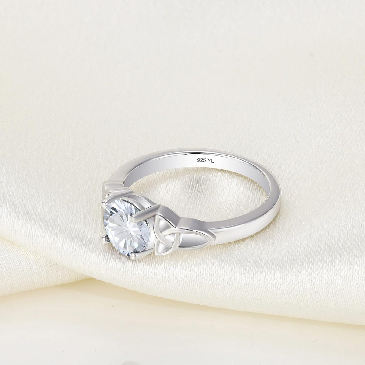 Celtic Knot Rings for Women 925 Sterling Silver Birthstones 18K White Gold Plated Statement Rings