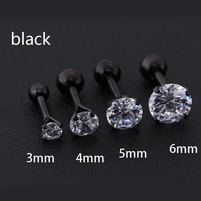 2Pcs/Set Earrings Diamond stud earrings women Fashion bone ear studs set 3mm,4mm,5mm,6mm