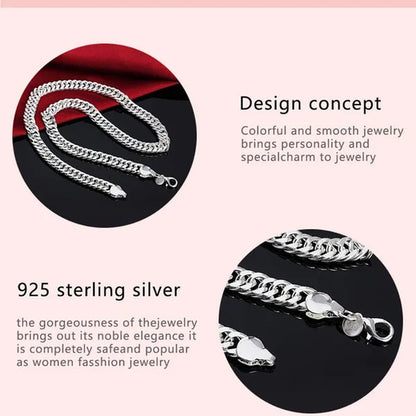 "HOT!" Fashion 925 Sterling Silver 10MM Full Sideways Chain Necklace 20'' 24'' Inch for Men Jewelry Wholesale