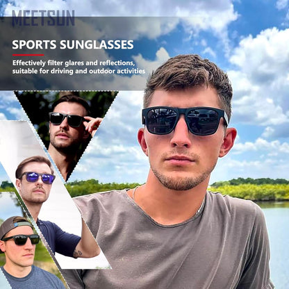 Polarized Sunglasses for Men Women UV Protection Square Frame Sport Fishing Driving Sunglasses