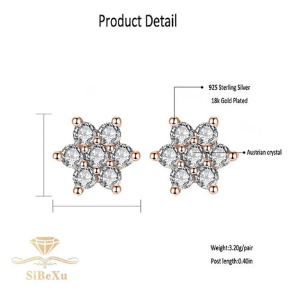 lady 18k white gold plated ruby snowflake ear studs AAAA zircon 925 silver women proposal earrings birthday party fashion jewelry