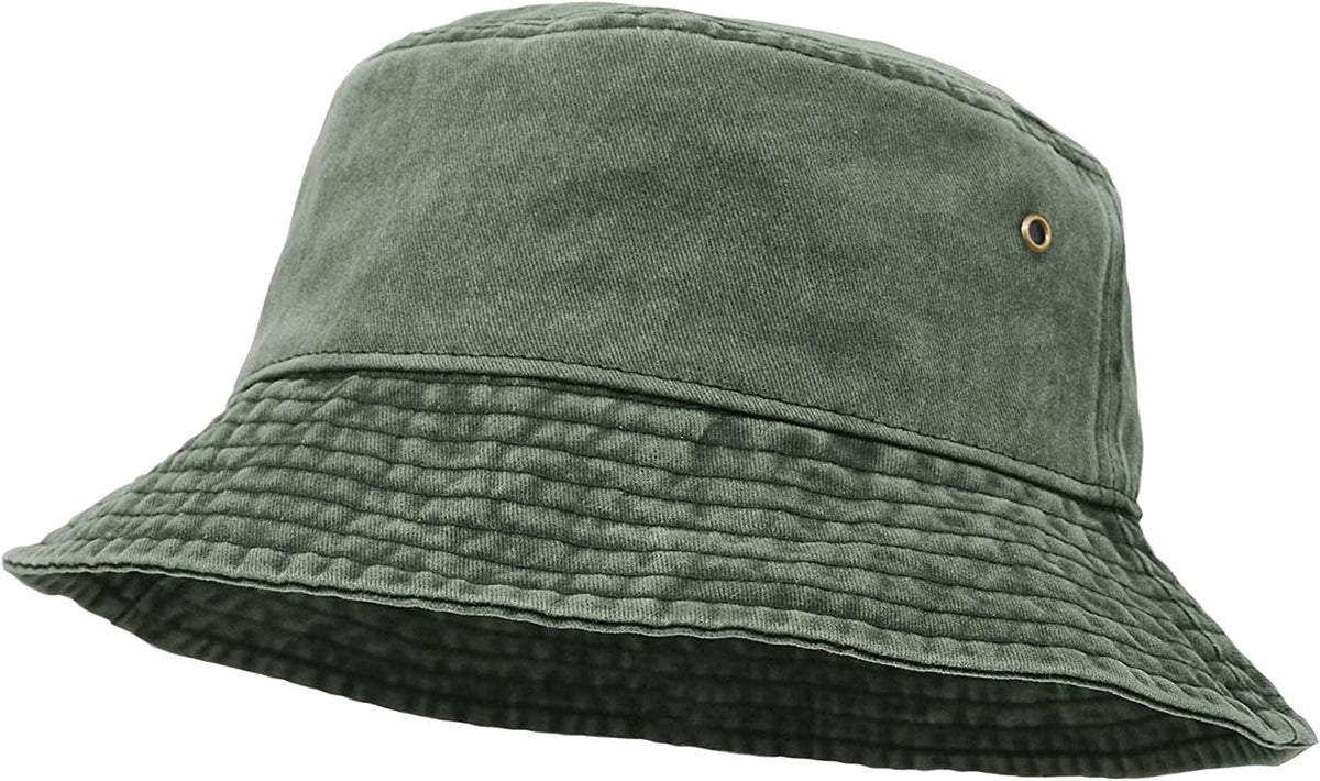 Bucket Hat, Wide Brim Washed Denim Cotton Outdoor Sun Hat Flat Top Cap for Fishing Hiking Beach Sports