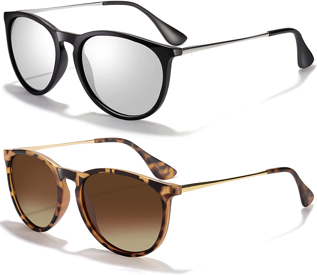 Sunglasses Womens Men Polarized UV Protection Trendy Vintage Retro Round Mirrored Lens Sunglasses For Women