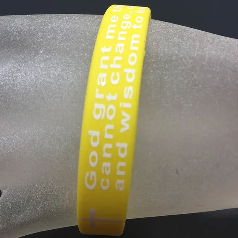 Pack of 30 multi-color jesus christ english cross serenity prayer silicone jewelry bracelets Elastic wristband（mix 7 color）